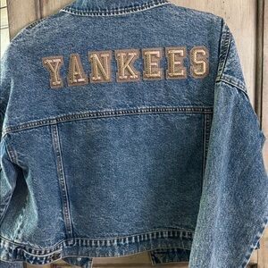 New York Yankees Embroidered Denim Jacket - Light Blue Wash